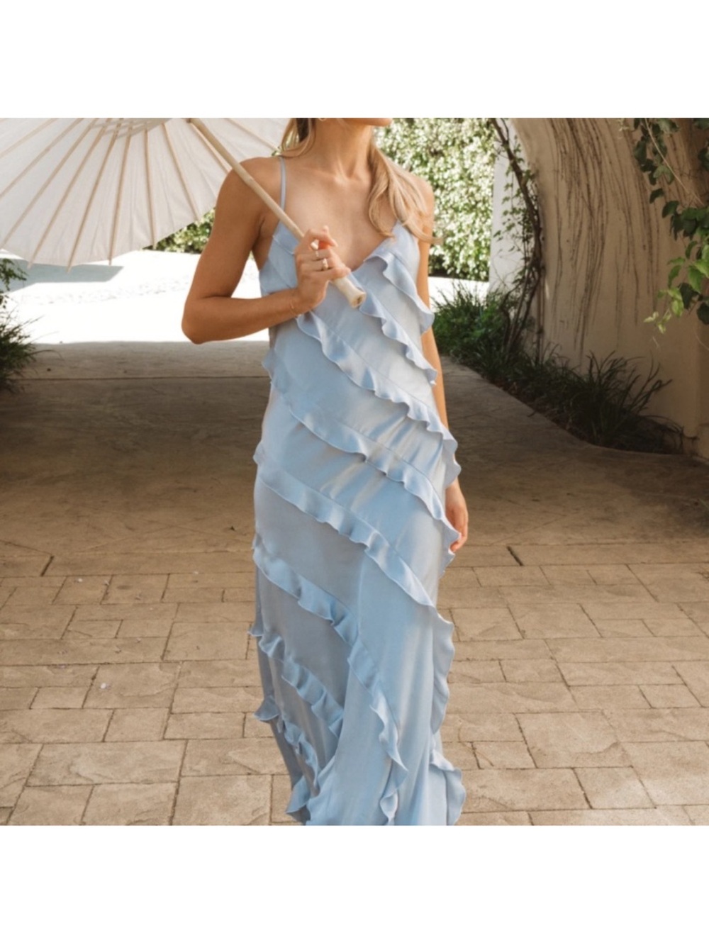 Show Me Your MuMu Sky Blue Ruffle Maxi Dress